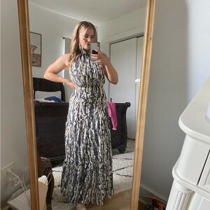 Chelsea28 Black & White Backless Halter Maxi Dress